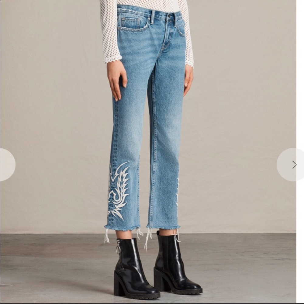 All Saints Mazzy Embroidered Blue Jeans W29